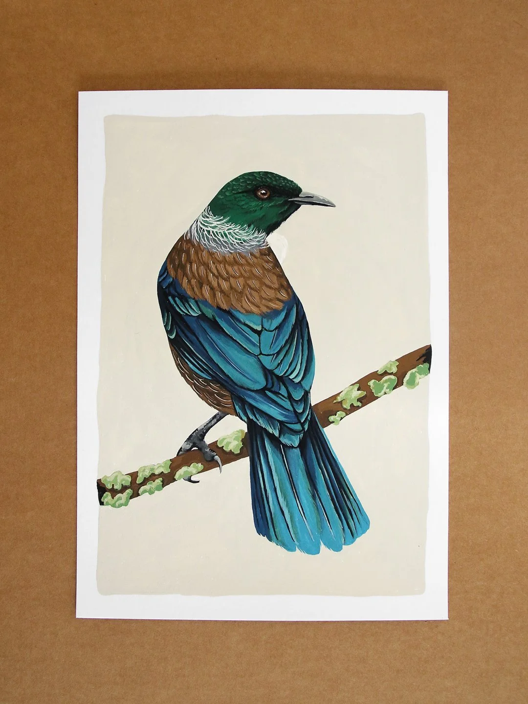 Original hand painted bird art yellowhead native NZ bird